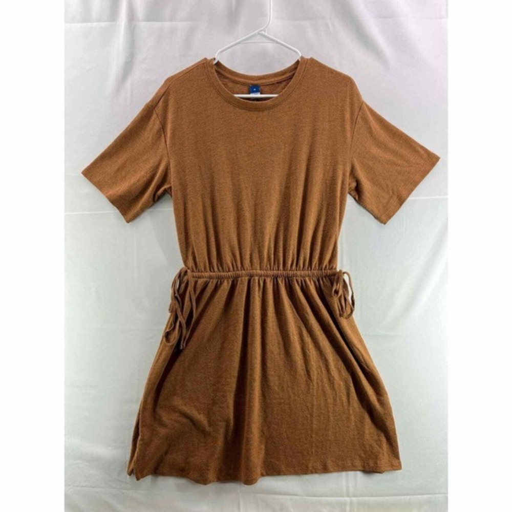 Old Navy Womens‎ Dress M Brown Short Sleeve Drawstring Stretch Elastic Waist NWT